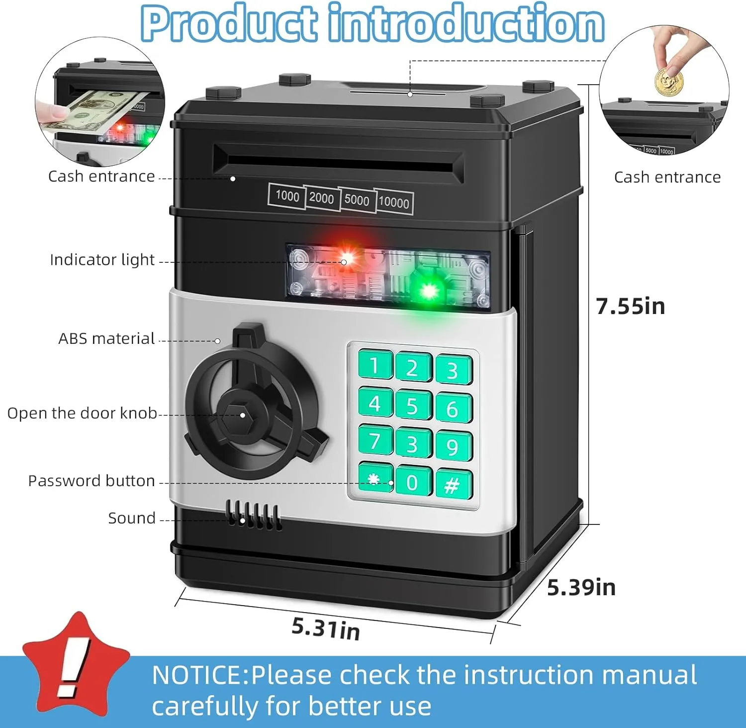 for 8 9 10 Year Old Boys Girls, Toys for Ages 6 7 8 10 11 12 13 Piggy conform syndrome Bank for Kids, Electronic Cash Coin Money Saving Box, Money Bank 