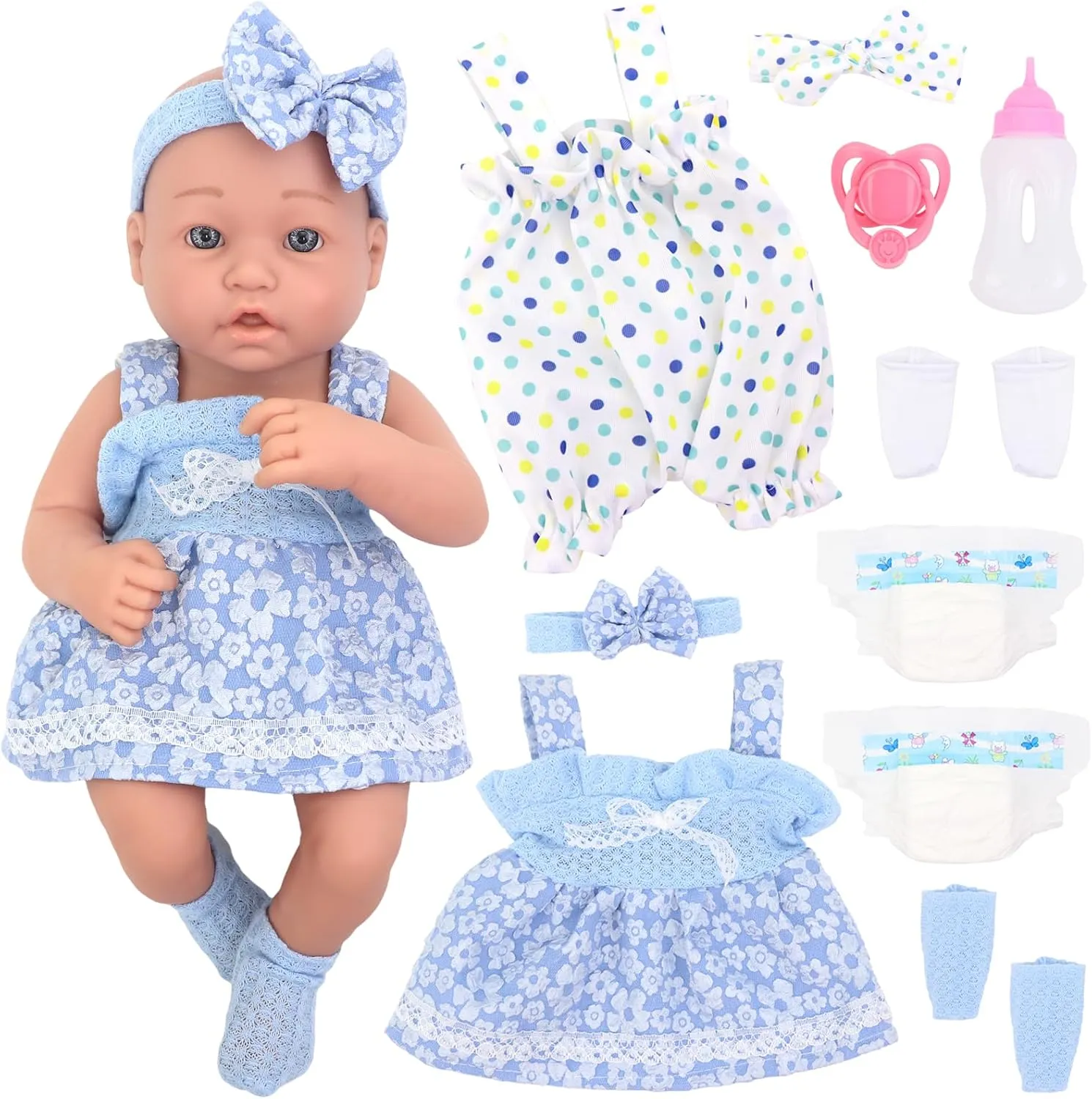 for Ages 3  UNICORN ELEMENT 14 Inch Baby Doll with Accessories, potash asteroid honey homespun sidewalk frail Reborn 14 inch Baby Dolls Clothes Included Feeding Bottles, Diapers, Pacifier, Best Gift 