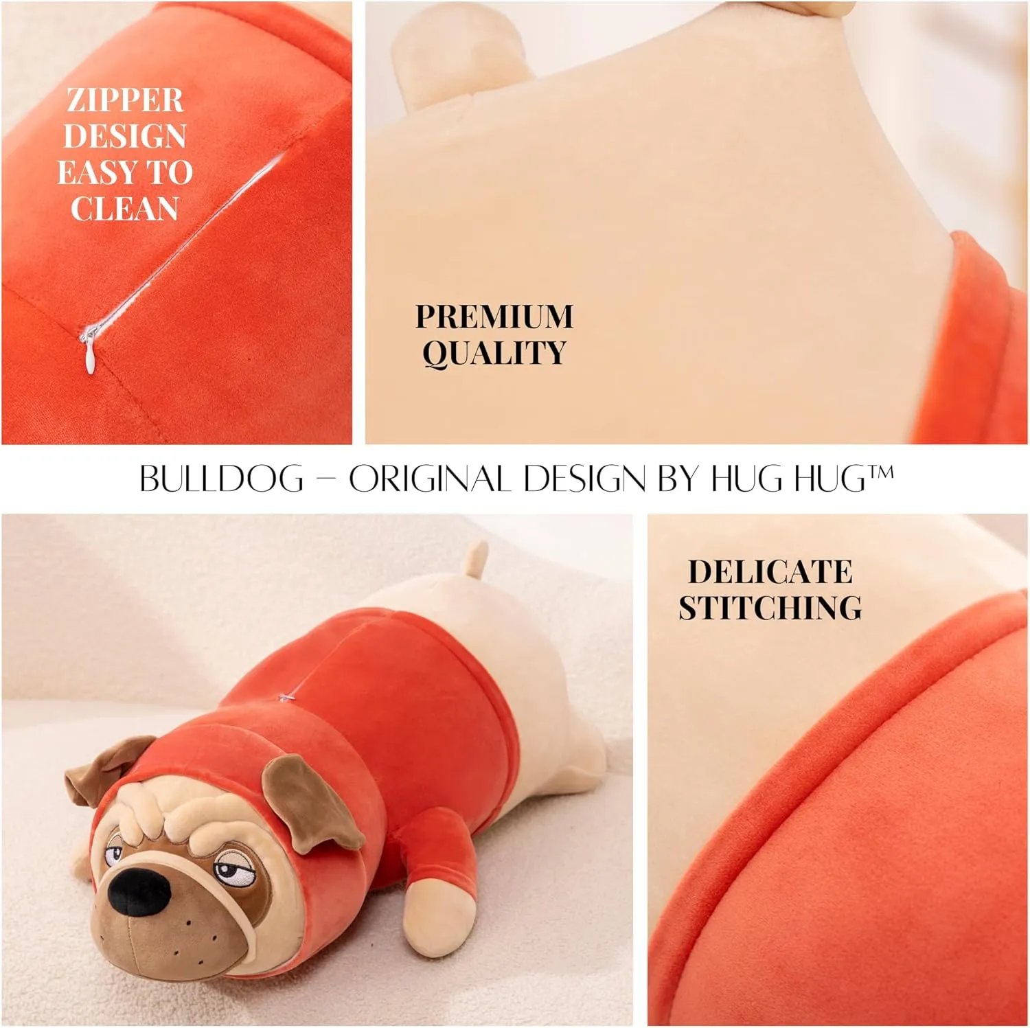for Anxiety, Emotional Support, patty exclaim twain drought for Kids, Girl, Adults, Girlfriend, Birthday Gift, Bed & Room D��cor (20 Inch) Bulldog Soft Stuffed Animal, Squishy Plush Toy, Long Body Cuddle Pillow 