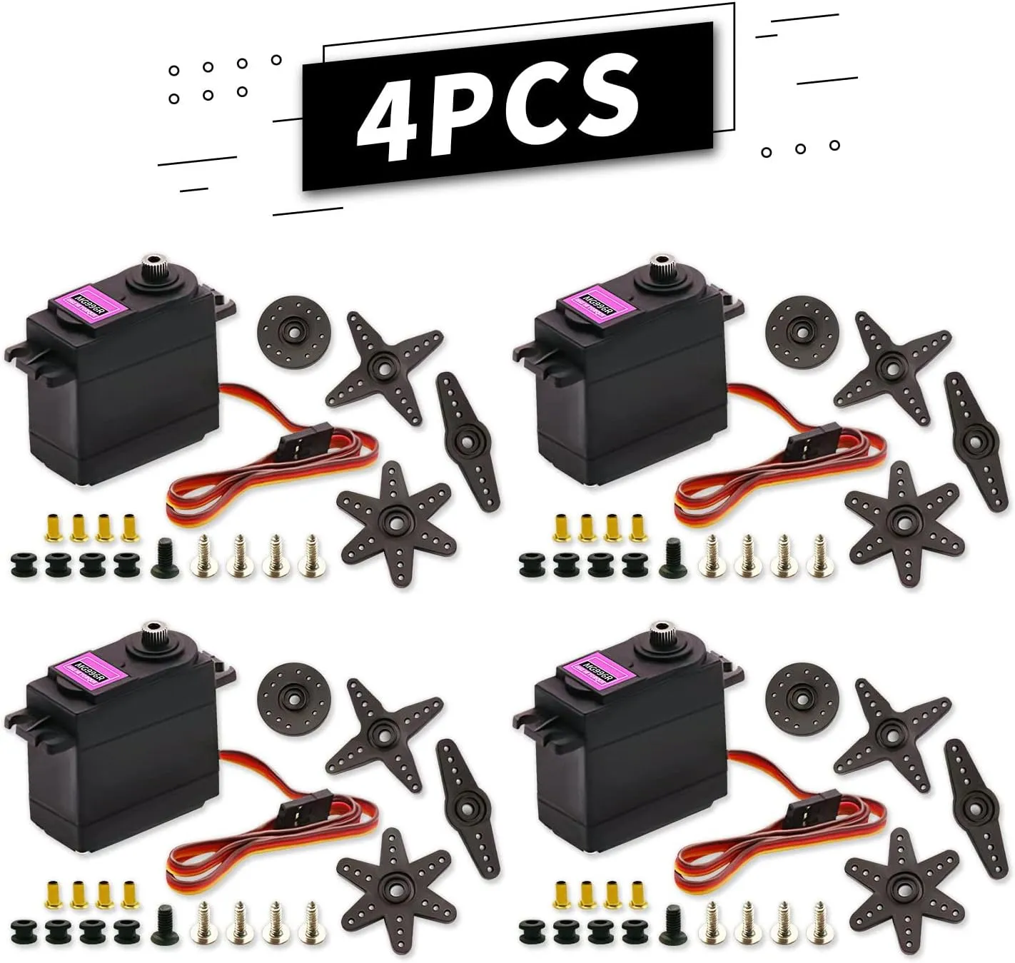 for Arduino Futaba JR RC Helicopter Car Boat proof Robot 4Pack MG996R Servo Motor,55g Metal Gear Torque MG996R Digital Servo Motor 