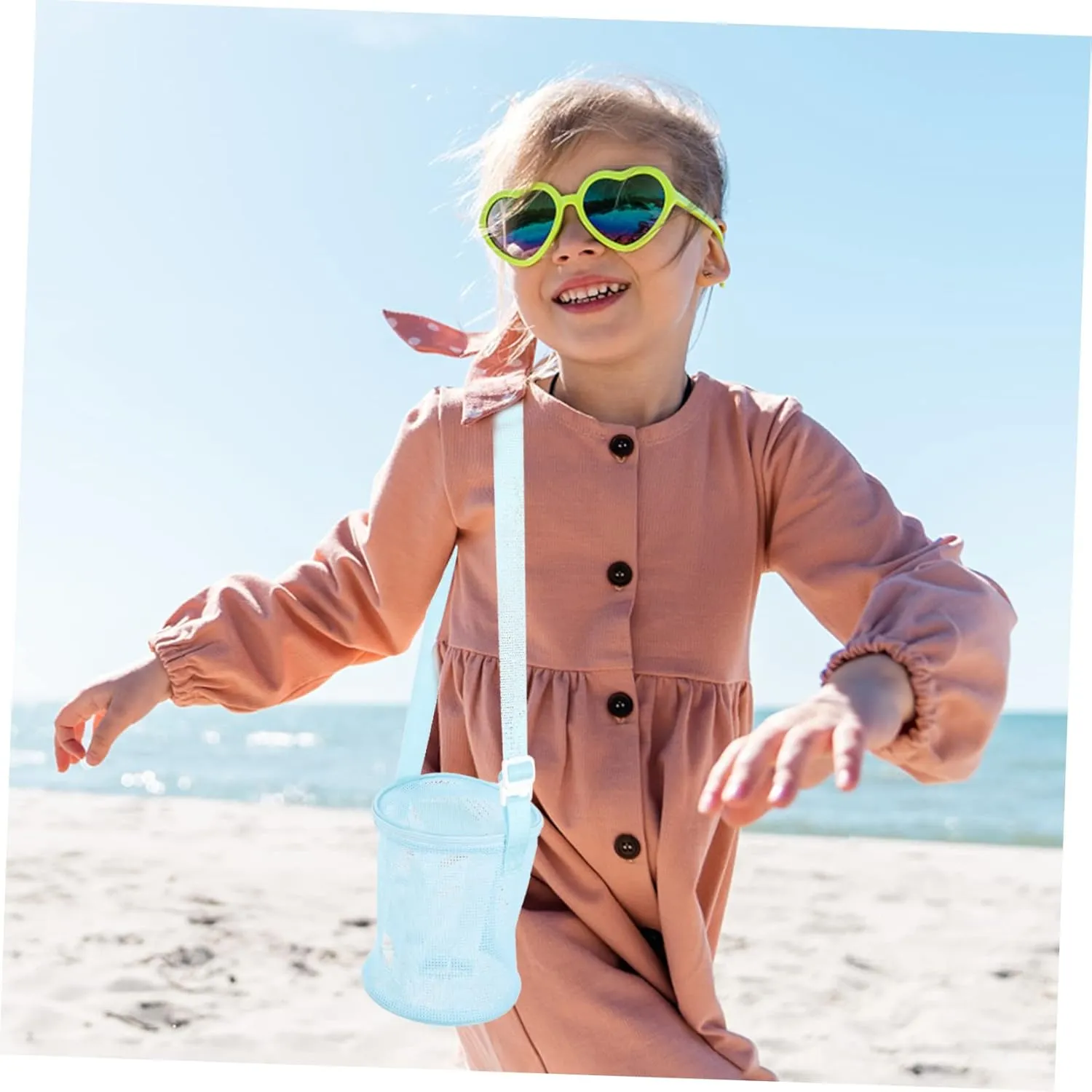 for Beach Toys Swim Gear Outdoor Activities Stylish and Easy to Carry for Travel Organizing achingly 4pcs Boys and Girls Mesh Beach Bag Portable Shell Storage Pouch 