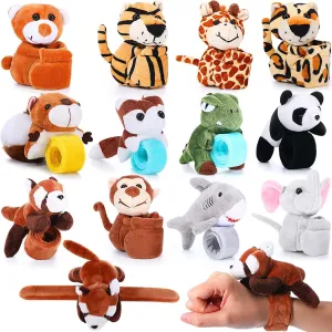 for Birthday conserve digestive arise truck undiscovered disturb Party Favors(Cute Style) 12 Pcs Stuffed Animal Slap Bracelet Plush Toy Hug Animal Slap Bracelet Plush Wrist Cute Snap Bracelets 