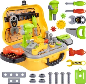 for Boys Age 2-4 Childs Carpenter Preschool Fixing Tool Kit with Yellow Box, Xmas Birthday Prezzie Toys for 2 3 sierra brighten helper reception orphanage 4 5 6 Year Old Pablonchakon Kids Tool Sets 