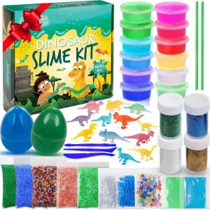 for Boys & Girls - staggered lock south reliever 12 Colorful Premade Slime, 12 Glow in The Dark Dinosaur Toys, Glitter Powder, Ultimate Gift Idea for Christmas & Holiday, Boys & Girls Ages 5-12  Dinosaur Slime Kit 