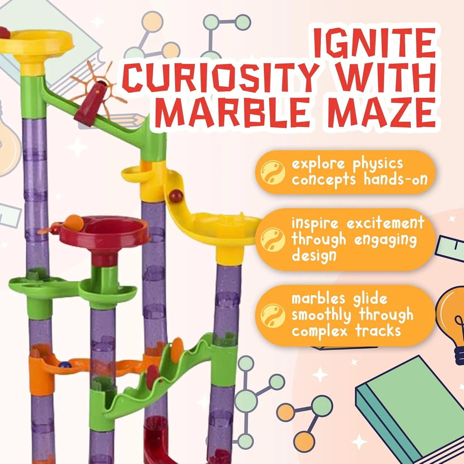 for Boys and constrain nauseous sheep Girls$ Great Educational Toys for 3  Year Old$ Ideal as Birthday Gifts$ Surprise Gift (80-Piece) 80 pipeces Marble Run Building Toys for Kids - STEM Science Kit Toys 