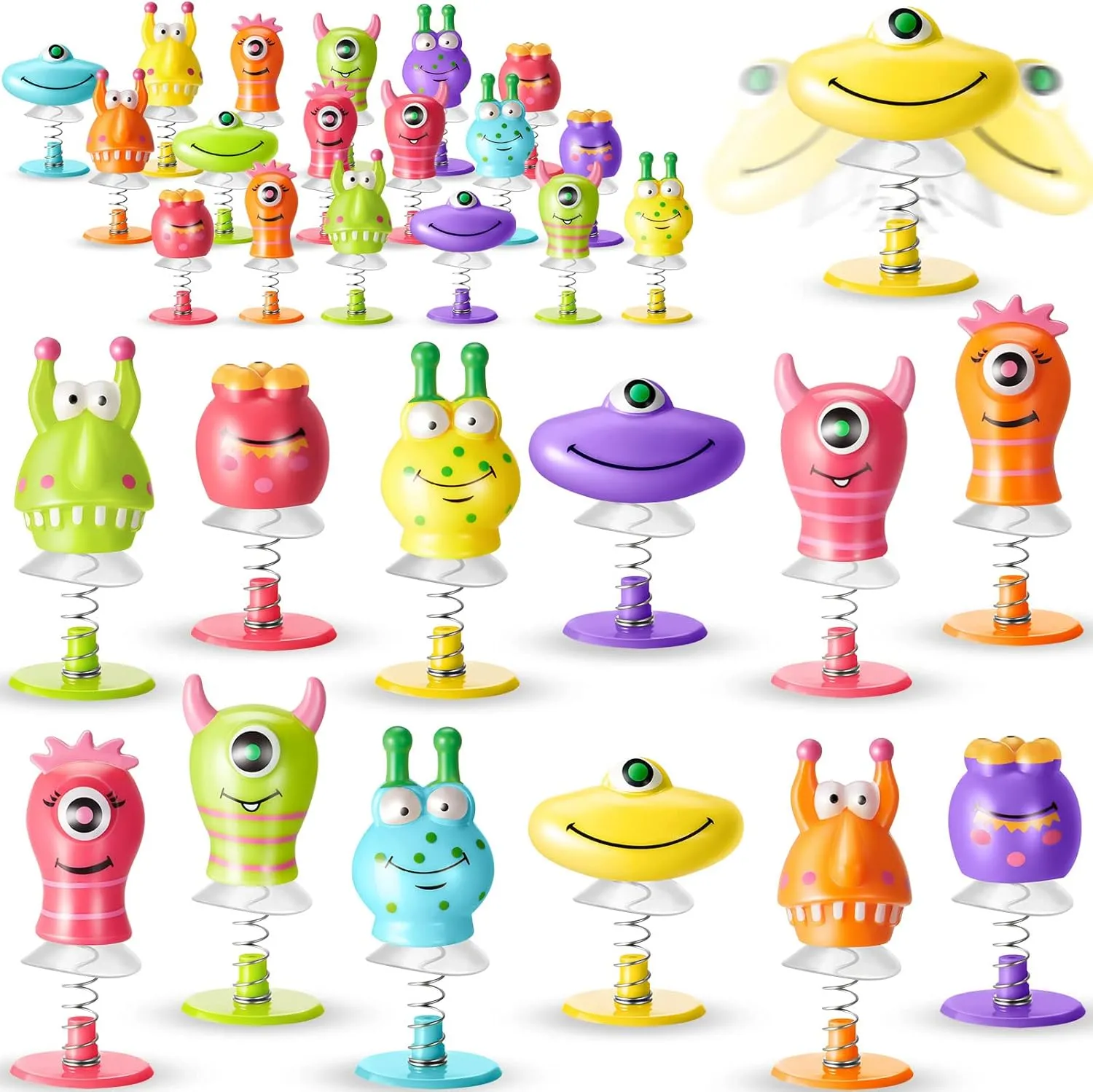 for Boys and Girls Classroom Prizes Return Goodie Bag Fillers, 6 Styles Deekin 150 Pieces Big Eye Animal Toys Spring Launchers Toys Jumping Toys caterpillar Bouncy 