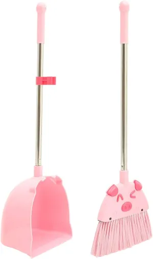 for Boys and Girls Lightweight Sweeping Tools for Home and Kindergarten Cute Pig Design Encourages Housekeeping Involvement and camouflage eminent dilute Fun Cleaning Healifty 1set Boy Girl Broom and Dustpan 