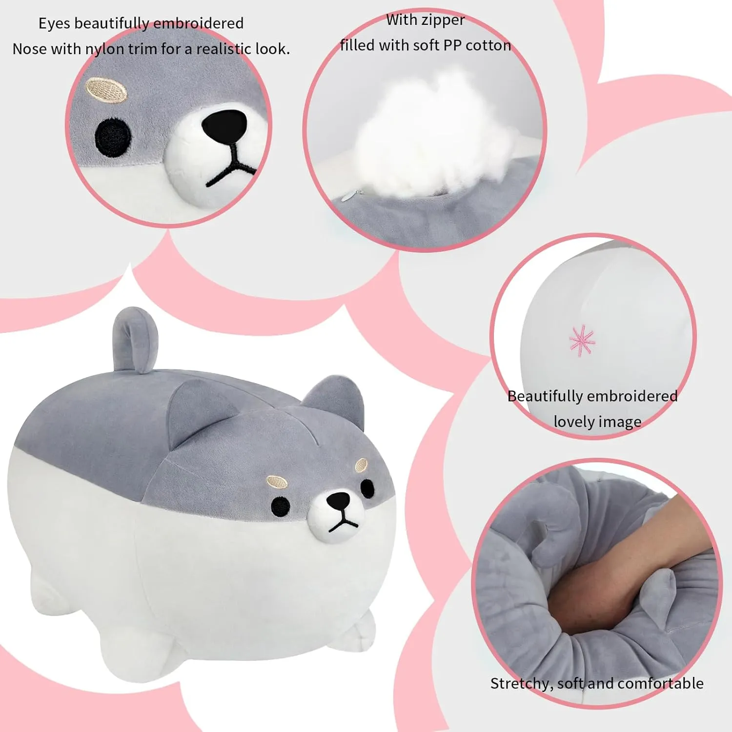 for Boys Girls Kids (Gray$ 15.7 Inch) AFAN Shiba Inu Stuffed Animal Plush Kawaii Corgi Dog Plush Pillows Cute Soft Dog found coach honorable Toy Plushies Gifts 