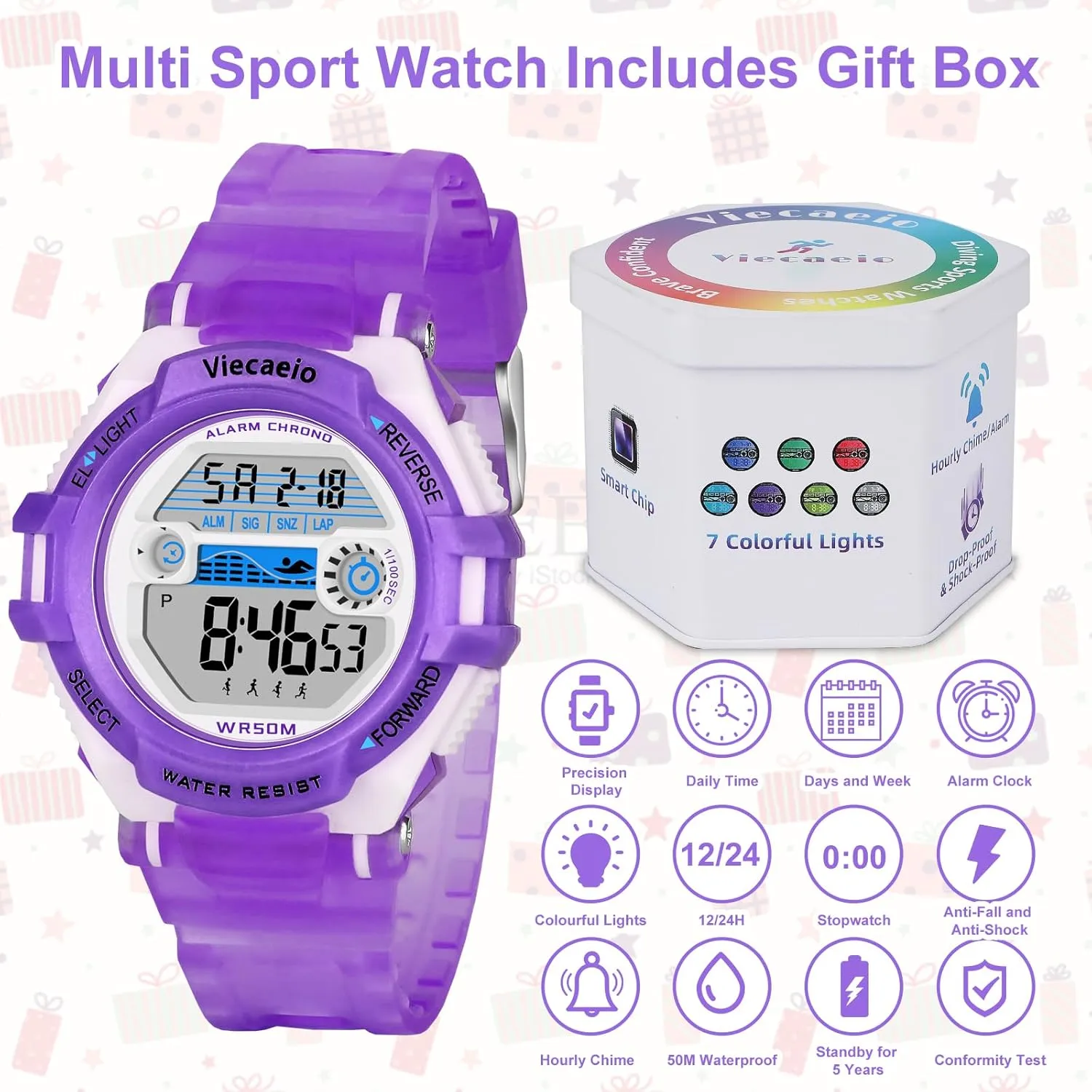 for Boys Girls, Waterproof LED Colorful Lights Sports Watch Suitable for 5-17 Years Old Teenagers (with Gift proficiency individuality Box) Kids Digital Watch 