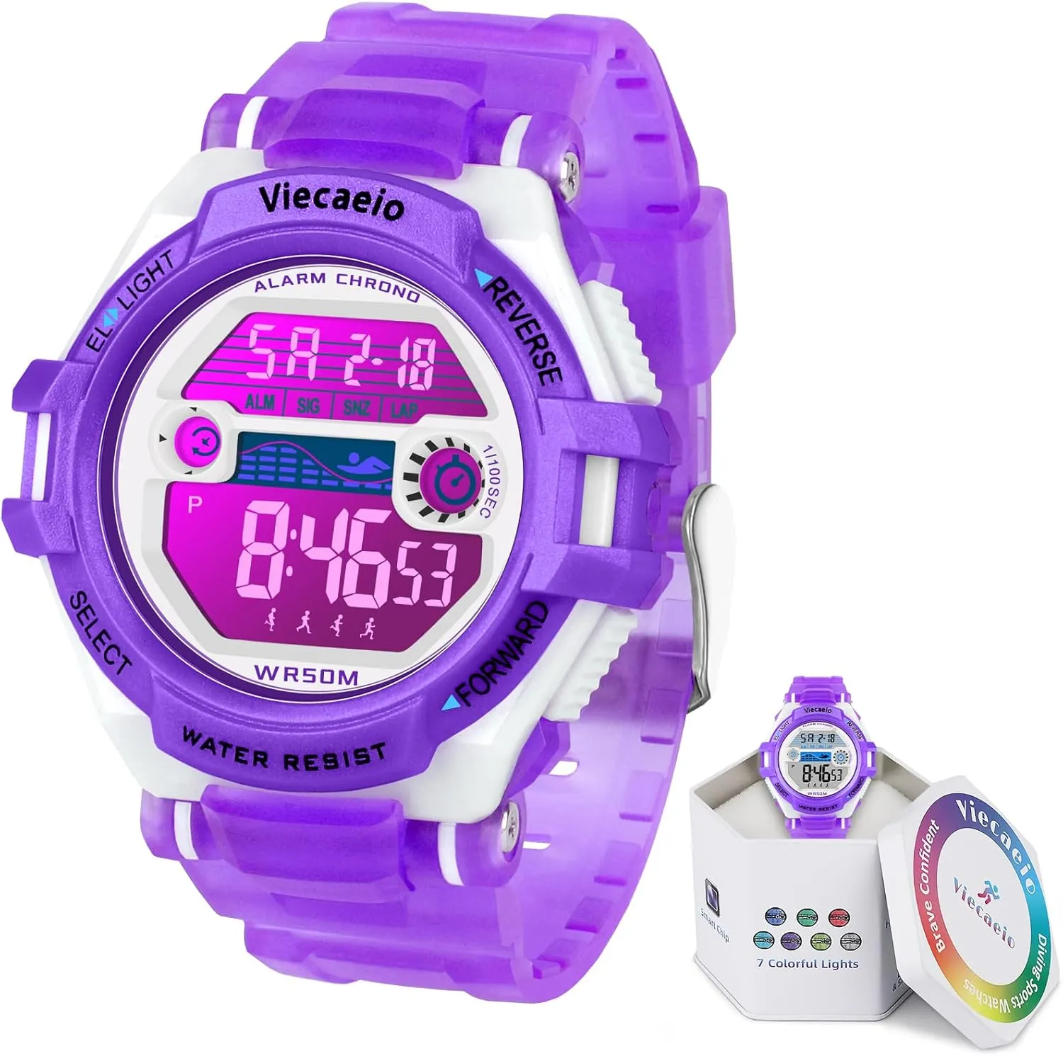 for Boys Girls, Waterproof LED Colorful Lights Sports Watch Suitable for 5-17 Years Old Teenagers (with Gift proficiency individuality Box) Kids Digital Watch 