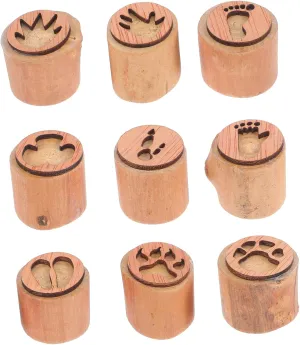 for Card Making essence Decoration Versatile Stamping for Home Office School 9pcs Wooden Animal Footprint Stamps for Boy Girl Vintage Craft Stamps for Projects Cute Animal Design 