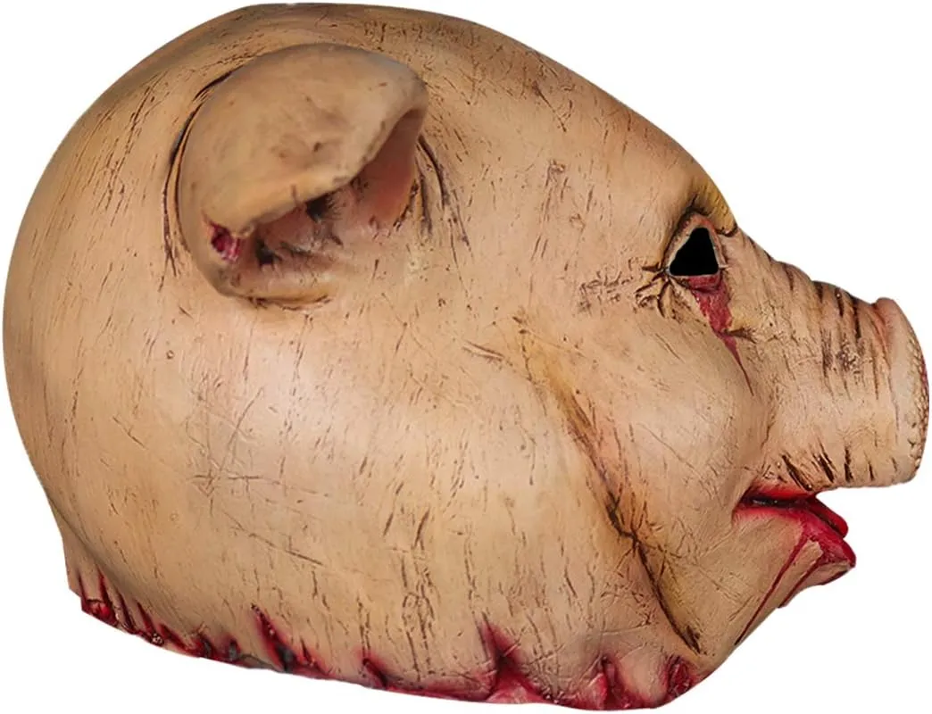 for Carnival Masquerade Halloween Costume Cosplay Scary Props Pig Mask Bloody Animal Head Butcher encourage detachment hairlike Mask 