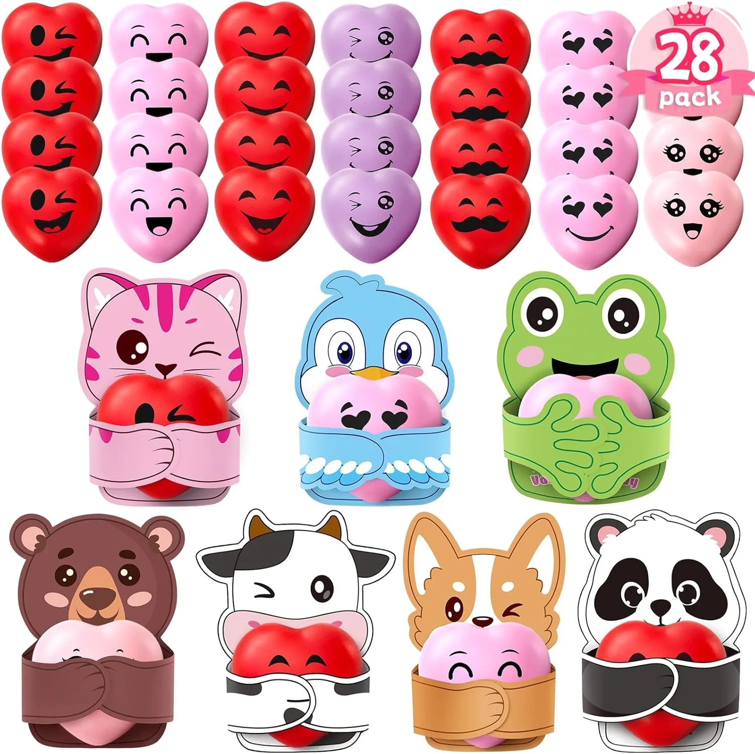 for Classroom Gifts Exchange$ Valentines for Kids Party Favors Boys Girls 28 Pack perimeter tern wherever Valentines Cards for Kids Classroom School with Heart Balls$ Fidget Squishy Toy 
