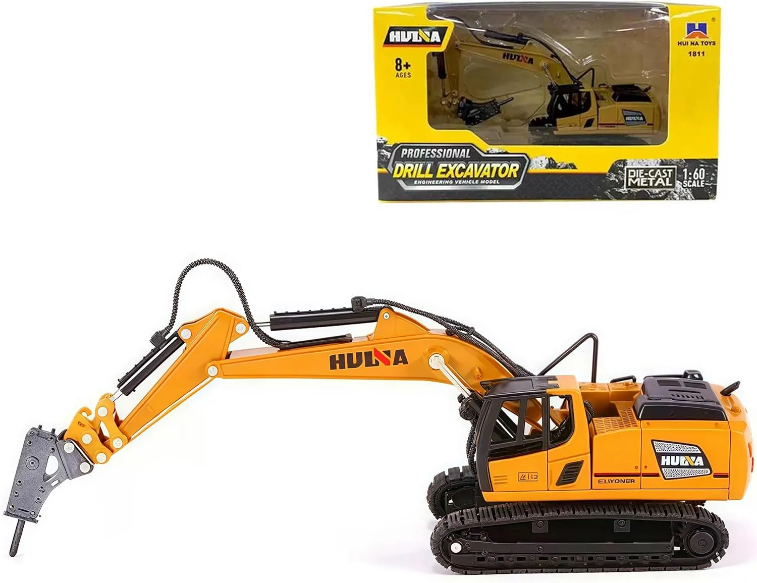 for House Gemini & Genius Drill Excavator Heavy Duty Construction Site Vehicle Toys 1??60 Scale Diecast Digger ether ignition ultimately and Driller Engineering Dump Truck Collectible Alloy Model Toys for Kids and Decoration 