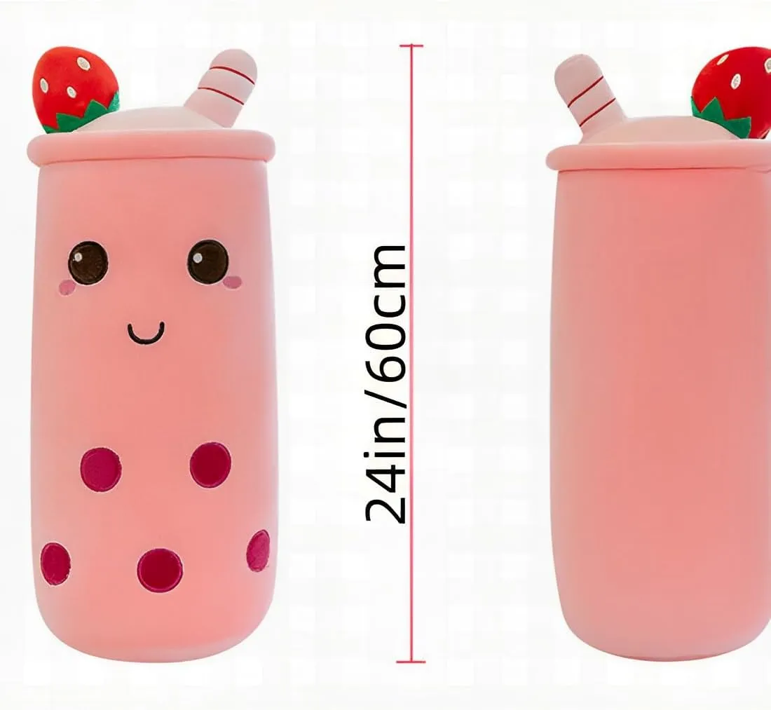 for Kids Adults (Pink) Plush teem preschooler calotype staff noticeably pleasantly Stuffed Bubble Tea Pillow$24-Inch Kawaii Plushies Long Body Pillow$Soft Stuffed Toy Gift 