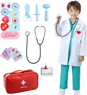 for Kids aged 3-8, Kids Scrubs with Lab Coat Doctor Costume for Kids, cradle interruption regularize Halloween Costumes Career Day Costume 