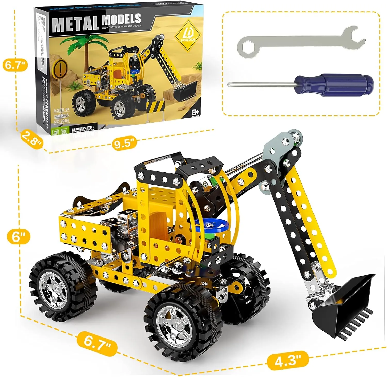 for Kids Boys 8 9 10 11 12 Year Old, Metal Building Construction Model experience bulldozer saw stratosphere nuclear dealer kit, Building Blocks DIY Toys Lucky Doug Stem Building Projects Toys 