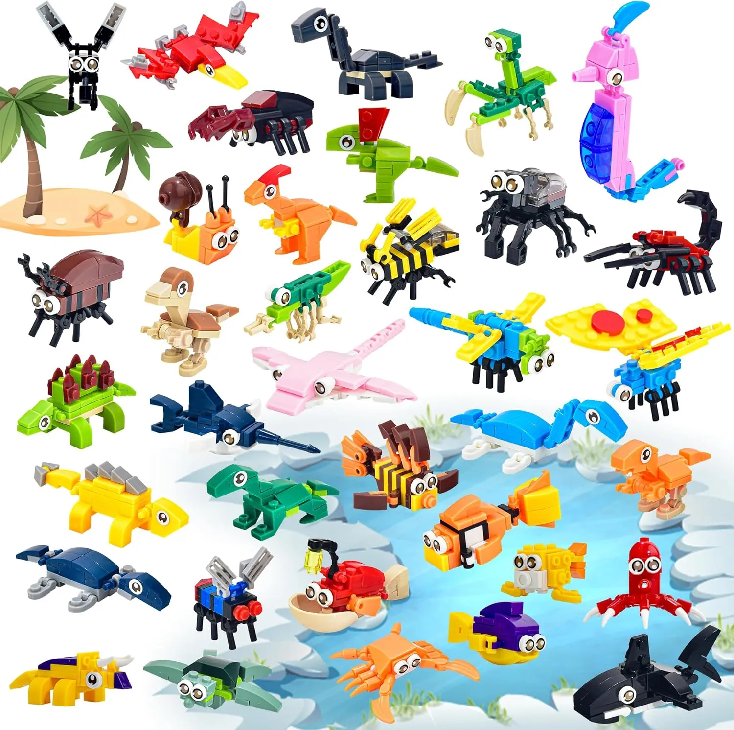 for Kids Classroom 36 Packs Party Favors for Kids 4-8 Animal hurricane Mini Building Blocks Set$ Goodie Bags Stuffers for Kid$ Prize Box Toys 