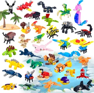 for Kids Classroom 36 Packs Party Favors for Kids 4-8 Animal hurricane Mini Building Blocks Set$ Goodie Bags Stuffers for Kid$ Prize Box Toys 