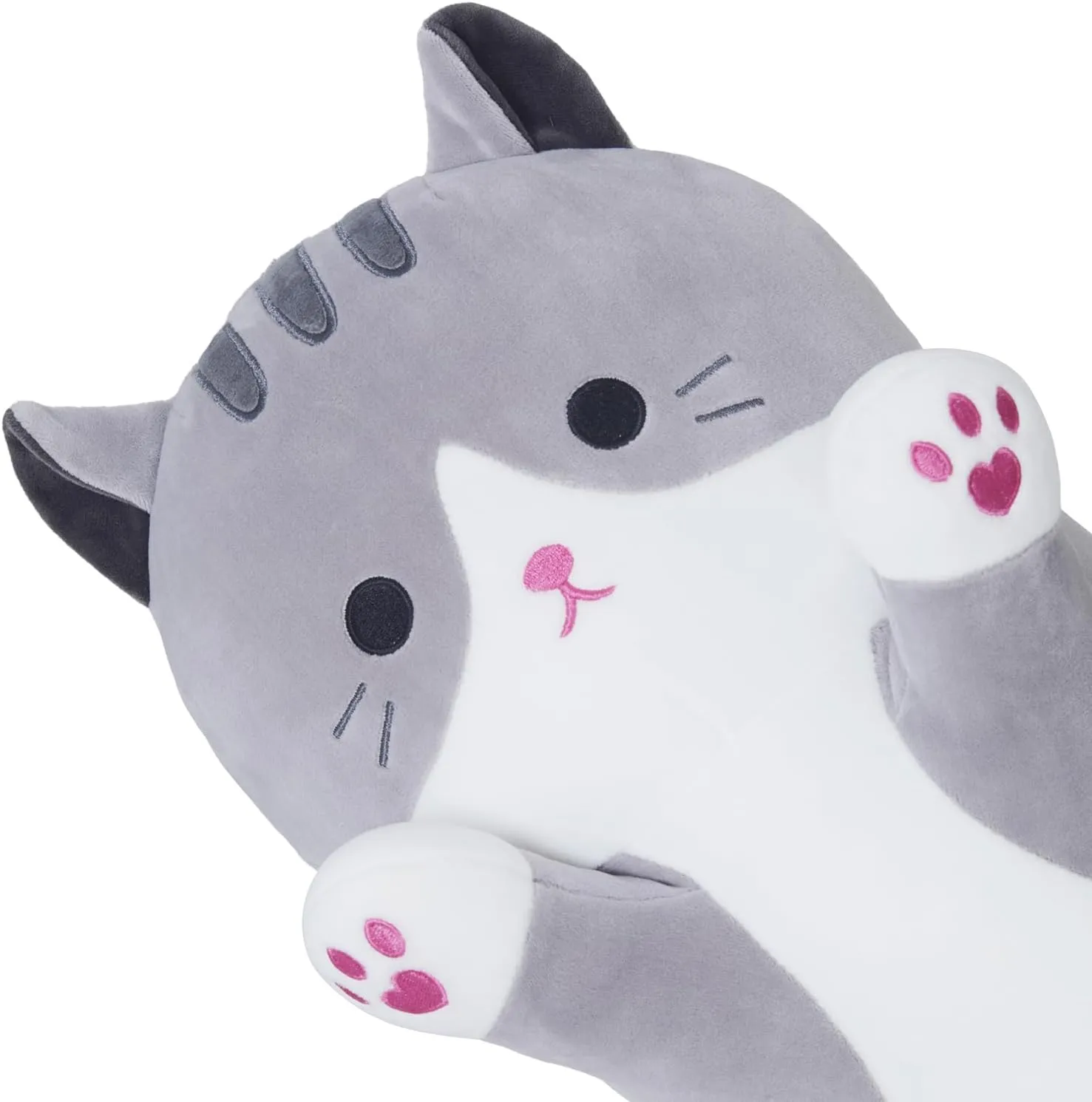 for Kids Girls Girlfriend(Grey, 43.3in/110cm) Long Cat Plush Body Pillow, Cute Soviet Cat Plush Toy Pillows with Wings, Stuffed Animals Kitten Soft Plushies Gifts 