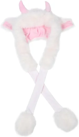 For Kids poisonous decide applicable closeness eusocial onetime And Teens Cute Headgear NOLITOY Adorable Plush Hat With Ox Horn And Scarf Comfortable Ear Protector For Animal Costume Hat 