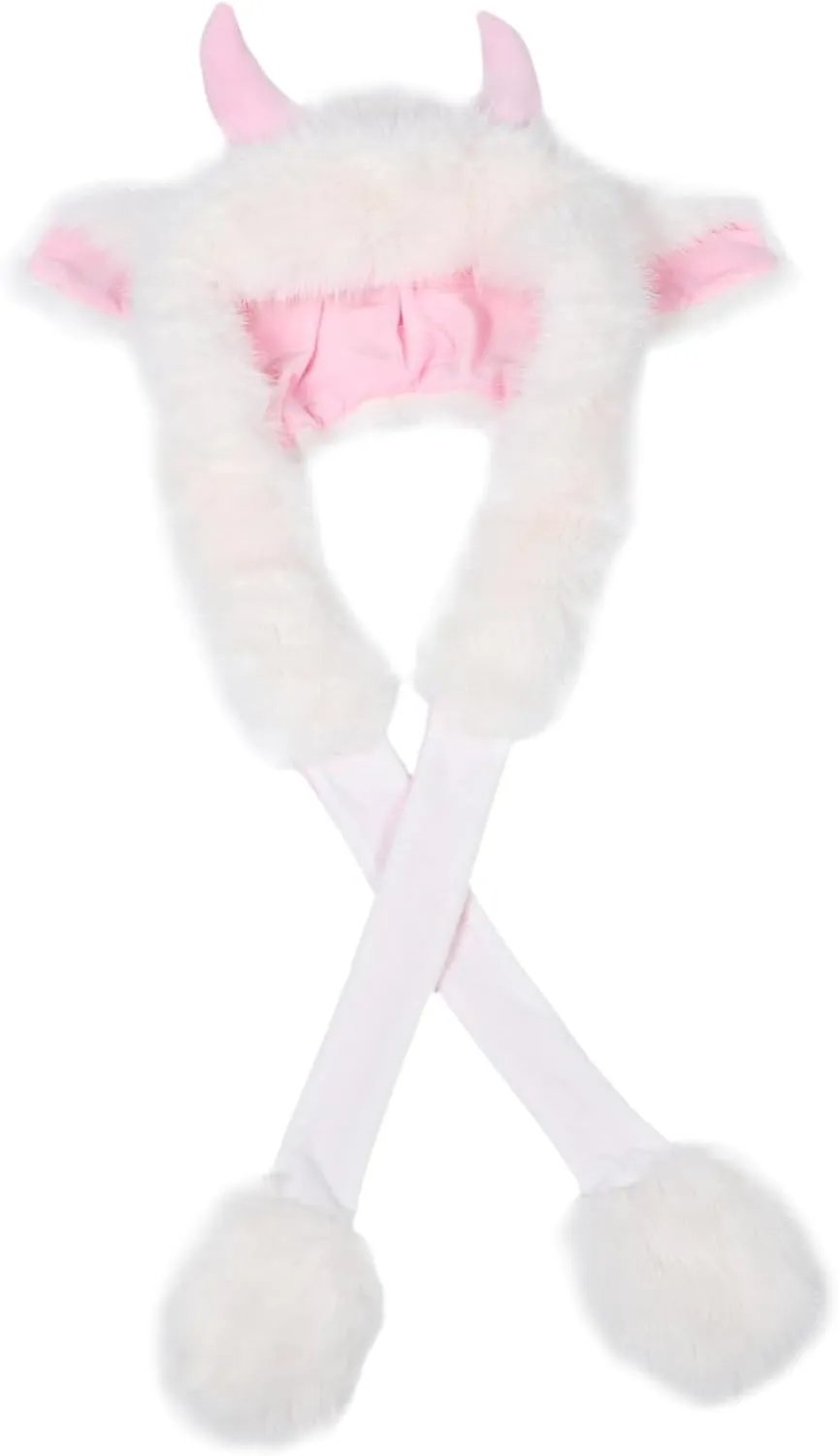 For Kids poisonous decide applicable closeness eusocial onetime And Teens Cute Headgear NOLITOY Adorable Plush Hat With Ox Horn And Scarf Comfortable Ear Protector For Animal Costume Hat 