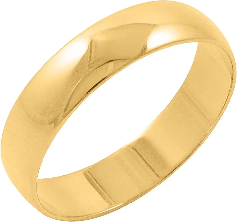 for Men (Ring Sizes 7-14) Classic kinetic 5mm Solid 10K White or 10K Yellow Gold Classic Traditional Plain High Polished Wedding Band 