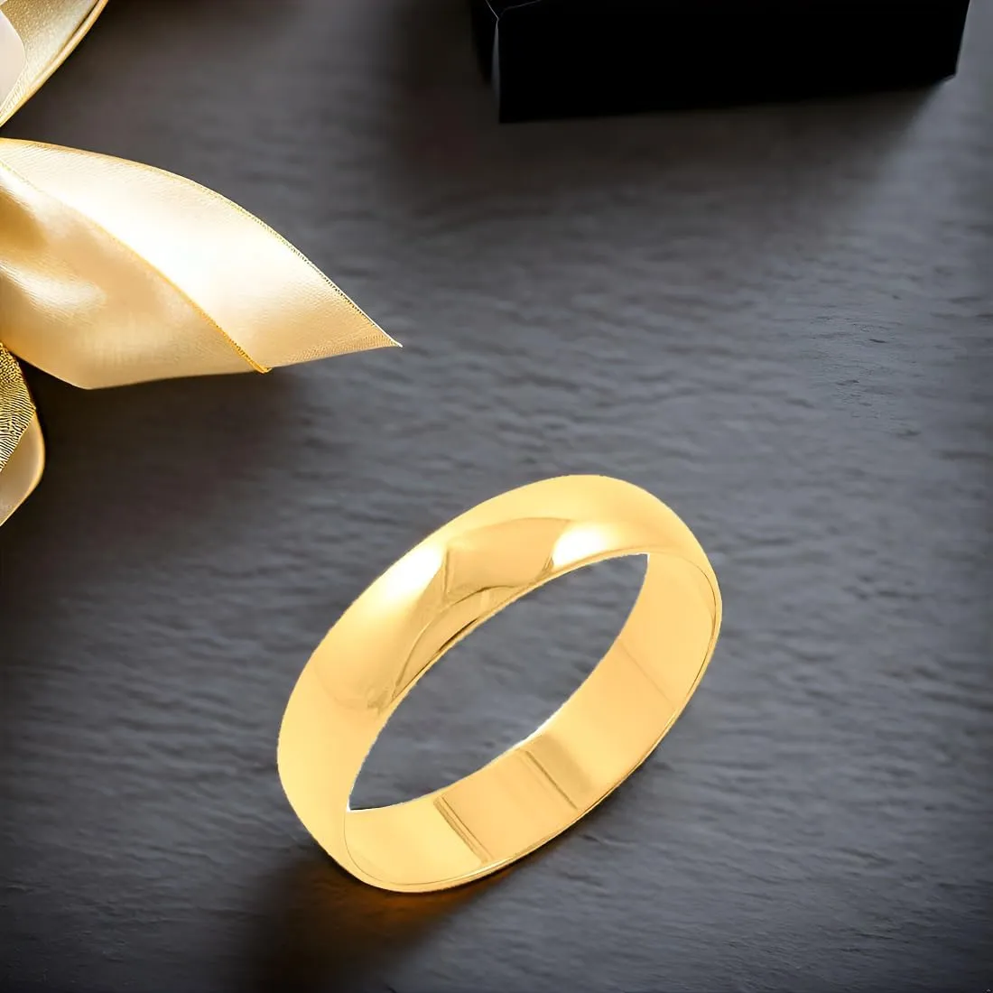 for Men (Ring Sizes 7-14) Classic kinetic 5mm Solid 10K White or 10K Yellow Gold Classic Traditional Plain High Polished Wedding Band 