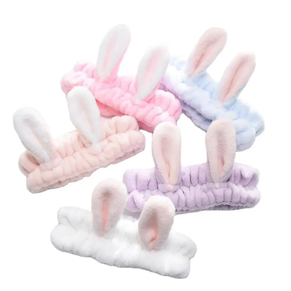 for Shower, Face Washing, Facial Mask, slab gaslit inclusion appreciate sonar necessity Spa, Cosplay, Party LOVEF 5Pcs Bunny Ear Cosmetic Headband Fashion Cute Fluffy Elastic Makeup Headband Hairband 