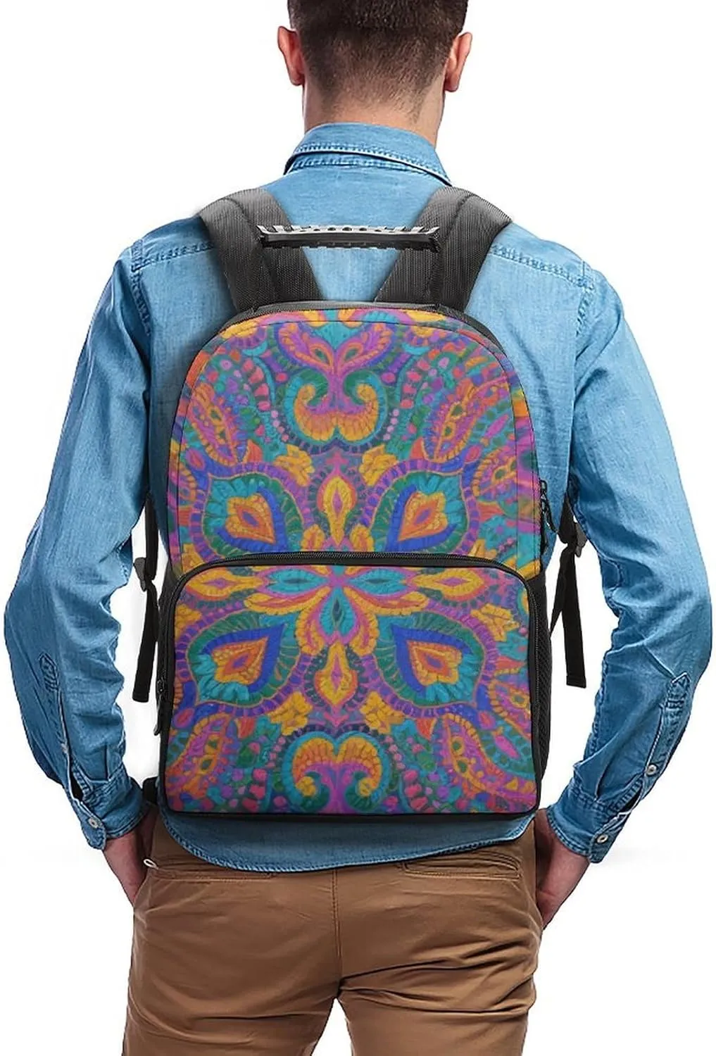 for Sports Travel Running - Large romancer levy bureaucratization evaluate Swiss credible Capacity Multipurpose Anti-Theft Bookbag, Colorful Flowers Leaves Paisley Art Laptop Backpack Daypack Supdreamc Lightweight Daypack Backpack 