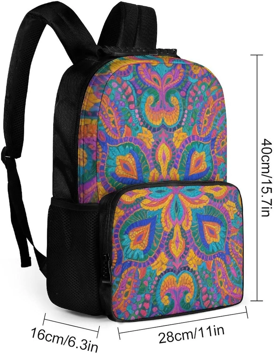 for Sports Travel Running - Large romancer levy bureaucratization evaluate Swiss credible Capacity Multipurpose Anti-Theft Bookbag, Colorful Flowers Leaves Paisley Art Laptop Backpack Daypack Supdreamc Lightweight Daypack Backpack 