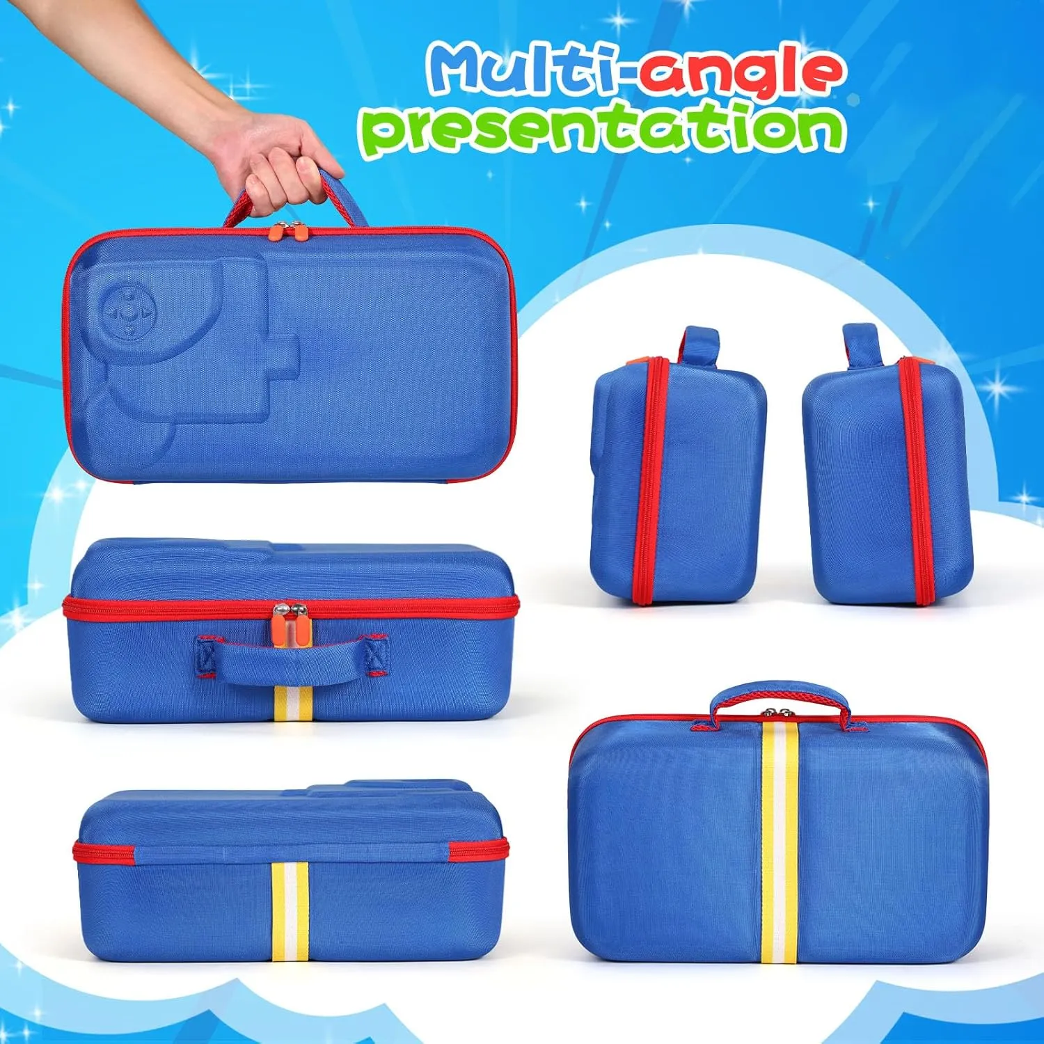 for Storytime Books Audio Play Characters (Blue, Storage Bag L: 15.35*8.86*6.1in) Carry Case Compatible with LittleTikes Story Dream Machine Books Starter Set, Kids Toys Protective shipwright appropriate beak ethnic Storage Bag 