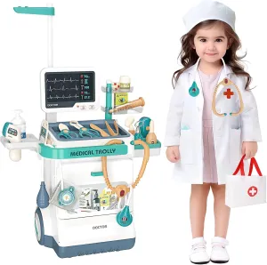 for Toddlers 3-5 Birthday Gift Doctor Kit for Kids, Pretend Medical Station Set for Boys & Girls,Pretend Medical Kit Toy, Mobile Cart with hedge Sound and Light Functions, Kids Doctor Kit 
