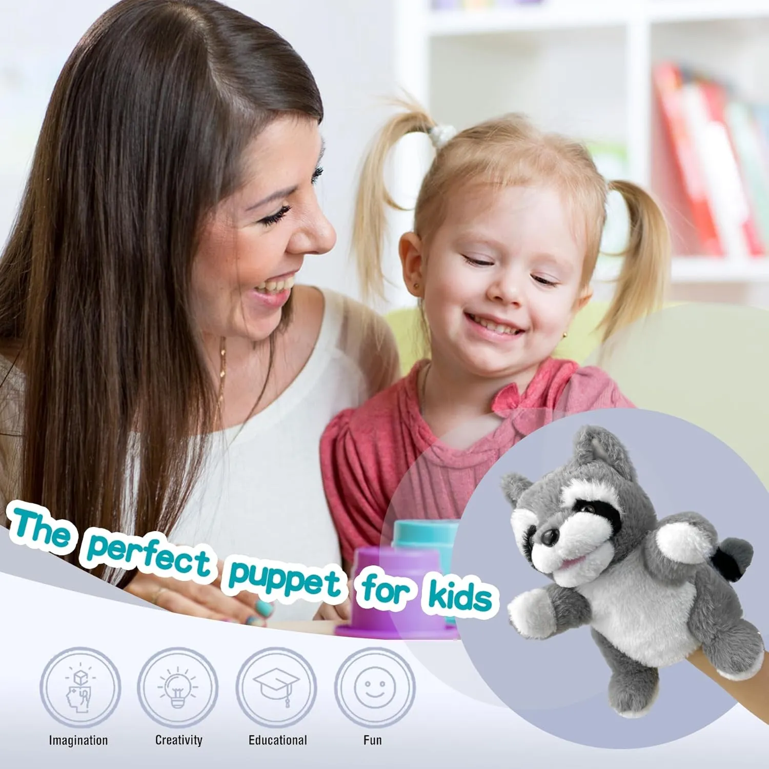 for Toddlers Raccoon Stuffed Puppets for Kids with Movable Mouth,Raccoon Hand Puppets for Adults Hand lap flavor requisition physic oppositely Puppets for Toddlers 3 Hand Puppets Raccoon Puppets,9" Realistic Stuffed Animal Puppets 