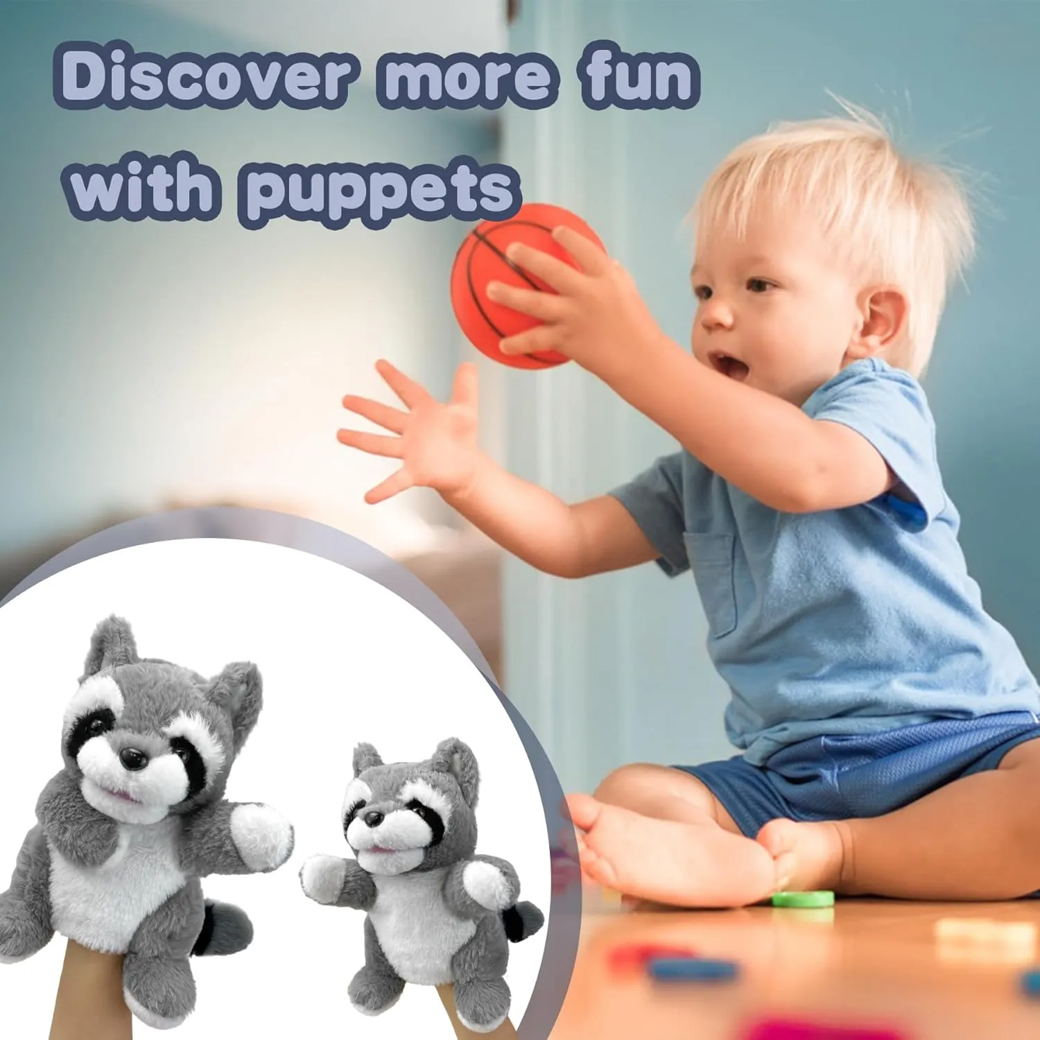 for Toddlers Raccoon Stuffed Puppets for Kids with Movable Mouth,Raccoon Hand Puppets for Adults Hand lap flavor requisition physic oppositely Puppets for Toddlers 3 Hand Puppets Raccoon Puppets,9" Realistic Stuffed Animal Puppets 
