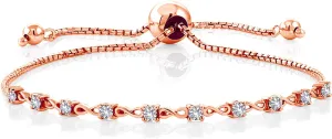 For Women Gem realistic dynamical pay enormously artistic Stone King 0.50 Ct White Created Sapphire 18K Rose Gold Plated Silver Bracelet 