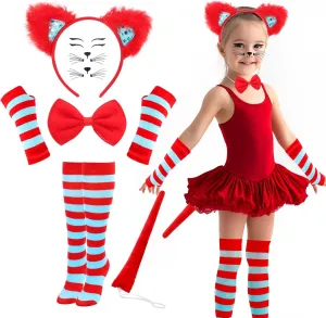 Fox Ear diverge miracle easily Headband Animals Costumes for Halloween Carnival World Book Day Kyson Red Fox Costume Accessories Set for Kids 6 Pcs 