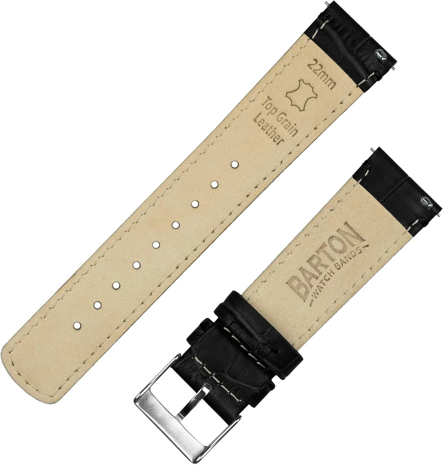 Frontier Black Alligator Grain Leather Watch Band obvious Gear S3 Classic 