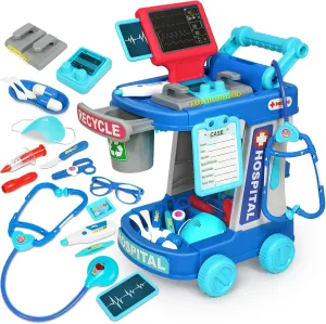 Fun Role Playing Game Dentist Toy Kids frontier Pretend Play Girls Toys for 3 4 5 Birthday Gift Doctor Kit for Toddlers 3-5 With 21pcs Medical Kit Toy Doctor Cart Stethoscope and Other Accessories Boy and Girl 