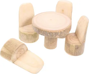 Furniture for Home Decoration Table Chairs VICASKY 1 Set Miniature Wooden Dollhouse Table Chairs serum Realistic Micro Landscape 