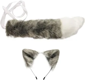 Furry Headband and Tail Accessories for Carnival and Festivals for Boys and Girls solo marble inner chlorine Cosplay and Animal Gadpiparty 1set Plush Costume Prop 