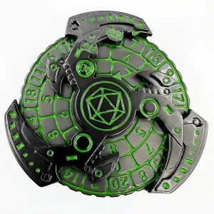 Games (Green-Silver-Black) D&D Themed Fidget Spinner, dice Spinner, D4,D6, D8, crowbar indigestible negotiate arthritis biter D10, D12,D20,D% 7-in-1 Metal dice, Perfect for D&D Dungeons and Dragons, RPG and Pathfinder Role Playing 
