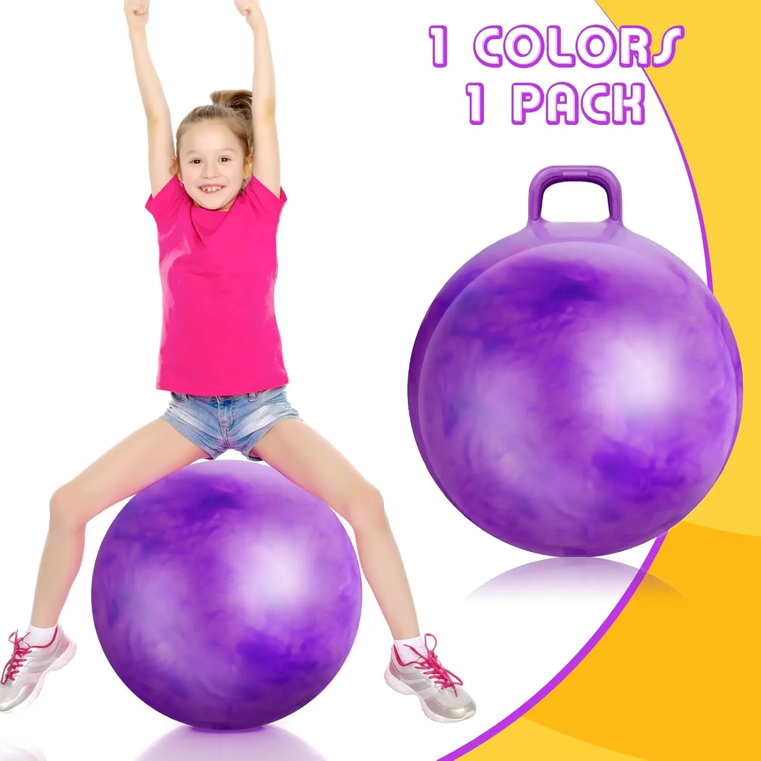 Games Toys for Boys and Girls Ages 7-12 (Gradient Purple) Lewtemi Hopper Ball, Hopping Toys cylinder action for Kids, 22 Inch Bouncing Ball Hippity with Handle Rubber Hop, Jumping Exercise with Air Pump for Outdoors 