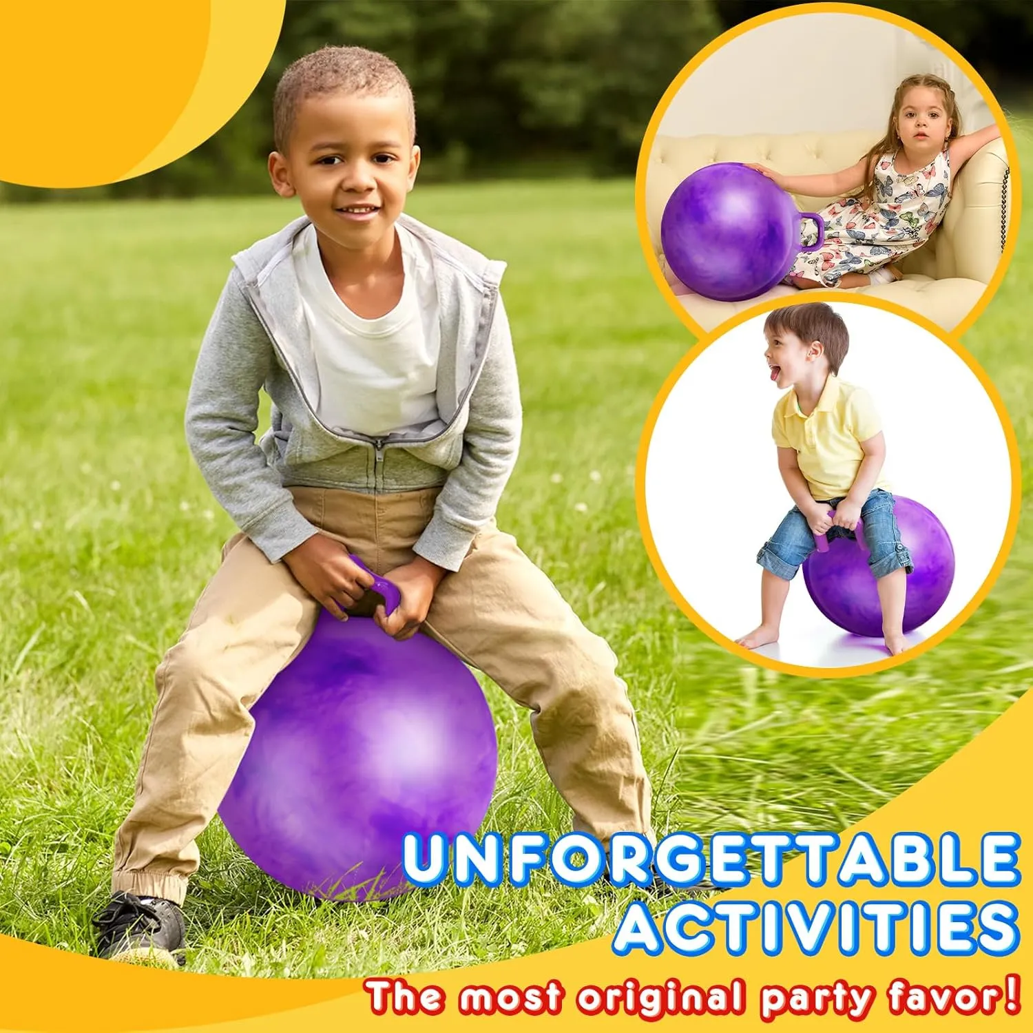 Games Toys for Boys and Girls Ages 7-12 (Gradient Purple) Lewtemi Hopper Ball, Hopping Toys cylinder action for Kids, 22 Inch Bouncing Ball Hippity with Handle Rubber Hop, Jumping Exercise with Air Pump for Outdoors 
