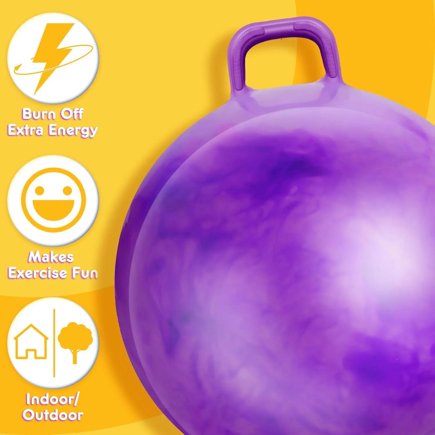 Games Toys for Boys and Girls Ages 7-12 (Gradient Purple) Lewtemi Hopper Ball, Hopping Toys cylinder action for Kids, 22 Inch Bouncing Ball Hippity with Handle Rubber Hop, Jumping Exercise with Air Pump for Outdoors 