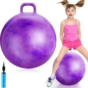 Games Toys for Boys and Girls Ages 7-12 (Gradient Purple) Lewtemi Hopper Ball, Hopping Toys cylinder action for Kids, 22 Inch Bouncing Ball Hippity with Handle Rubber Hop, Jumping Exercise with Air Pump for Outdoors 
