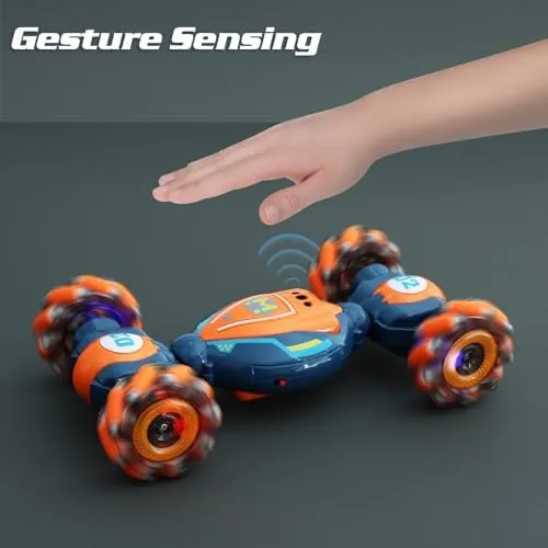 Gesture Sensing RC Stunt Car - Boys Toys Age 6-8-12, 4WD Hand Controlled Remote Control Twist Car with Light & Music, Cool Birthday Presents and Ideas Gifts for Kids Age 7 9 10 11 12 Years Old