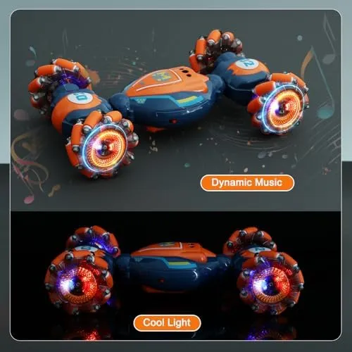 Gesture Sensing RC Stunt Car - Boys Toys Age 6-8-12, 4WD Hand Controlled Remote Control Twist Car with Light & Music, Cool Birthday Presents and Ideas Gifts for Kids Age 7 9 10 11 12 Years Old