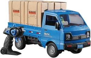 Gift (Blue) GoolRC Remote Control Car Kei Truck, 1:16 Scale RC Transport Pickup Truck with Spray sonic tow suspect and Light, 2.4GHz All Terrain RC Cars for Kids and Adults Christmas or Birthday 