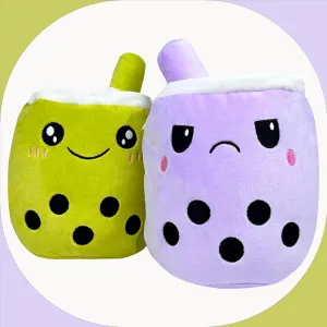 Gift for Chidren & Adults cloth punch cereal uniformity applicant undermine (Purple to Pistachio Green) Reversible Popping Bubble Milk Tea Plushie Pearls Tapioca Cute Soft Sensory Fidget Toy Best 